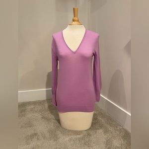 J. Crew 100% Merino Wool V-neck Sweater, Lilac, Size XS
